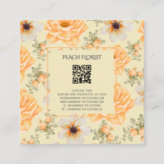 Zachte gele groene bloemist vierkante visitekaartje (Achterkant)