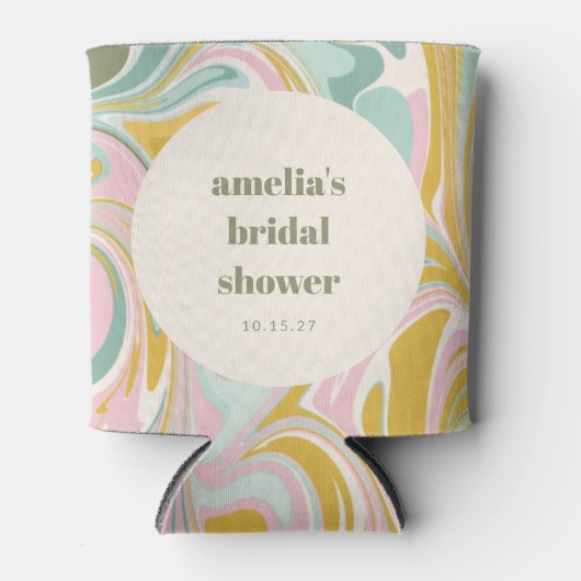 Zachte Gele Pastel Abstracte Op Maat Gemaakte Brui Blikjeskoeler (Voorkant)