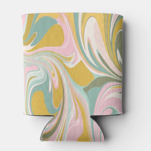 Zachte Gele Pastel Abstracte Op Maat Gemaakte Brui Blikjeskoeler (Achterkant)