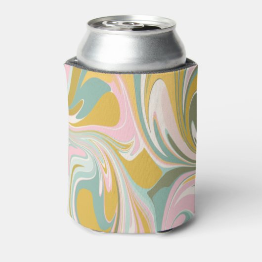 Zachte Gele Pastel Abstracte Op Maat Gemaakte Brui Blikjeskoeler (Blikje Achterkant)