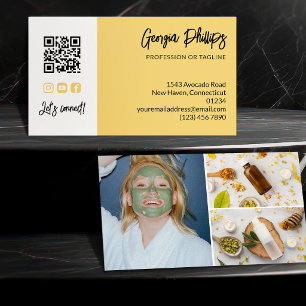 Zachte Gele QR-code 3 Foto Collage Visitekaartje