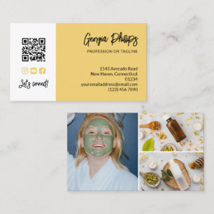 Zachte Gele QR-code 3 Foto Collage Visitekaartje