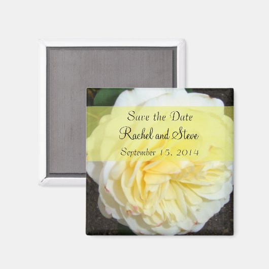 Zachte Gele Roos Save the Date Magneet (Voorkant / Achterkant)