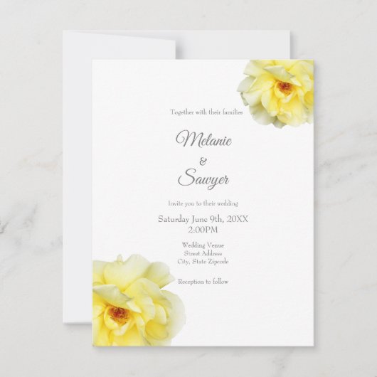 Zachte gele roze kaart (Voorkant)