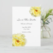Zachte gele roze save the date (Staand voorkant)