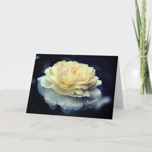 Zachte Gele Rozenbloem Aangepaste verjaardag Kaart (Voorkant)