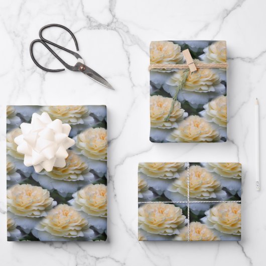 Zachte gele rozenfluitpatroon Natuur Inpakpapier Vel (Voorkant)