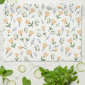 Zachte gele Scandinavische bloem Theedoek (Gevouwen)