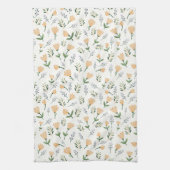 Zachte gele Scandinavische bloem Theedoek (Verticaal)