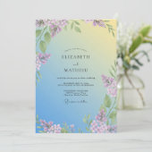 Zachte Gele Sering Eucalyptus Bruiloft Kaart (Staand voorkant)