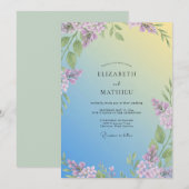 Zachte Gele Sering Eucalyptus Bruiloft Kaart (Voorkant / Achterkant)
