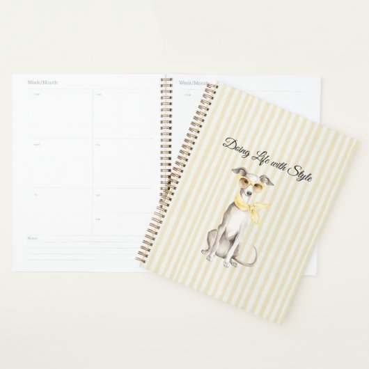Zachte Gele Sjaal Witte Hond Strepen Planner (Display)