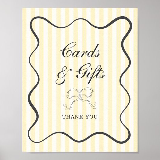 Zachte Gele Strepen Boog Kaarten en Geschenken Poster (Voorkant)