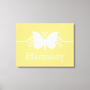 Zachte gele vlinderrondjes voor virtueel canvas af afdruk