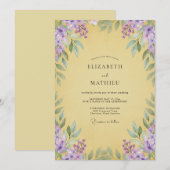 Zachte Gele Wisteria Bruiloft Kaart (Voorkant / Achterkant)