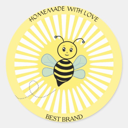 Zachte Gelukkige Honingbij Pot Label & Zonnestrale (Voorkant)