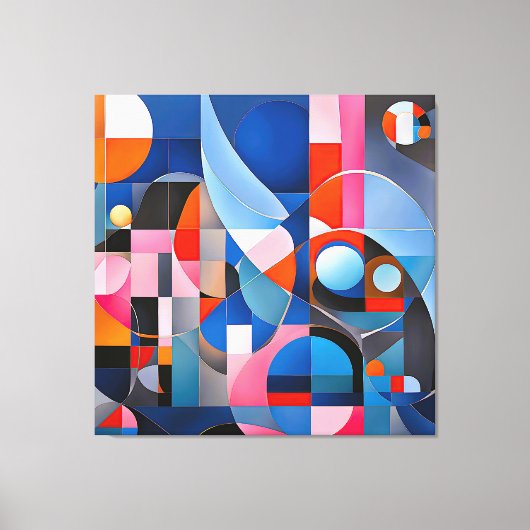 Zachte geometrie: tinten van blauw & roze in Abstr Canvas Afdruk (Voorkant)