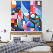 Zachte geometrie: tinten van blauw & roze in Abstr Canvas Afdruk (Insitu (Slaapkamer))