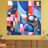 Zachte geometrie: tinten van blauw & roze in Abstr Canvas Afdruk (Insitu (Woonkamer))