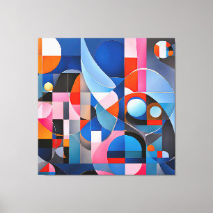 Zachte geometrie: tinten van blauw & roze in Abstr Canvas Afdruk