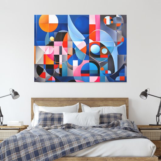 Zachte geometrie: tinten van blauw & roze in Abstr Canvas Afdruk (Insitu (Slaapkamer))