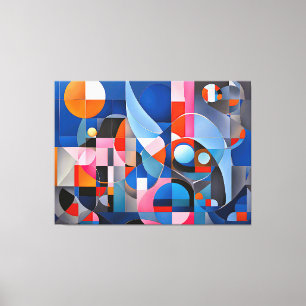 Zachte geometrie: tinten van blauw & roze in Abstr Canvas Afdruk