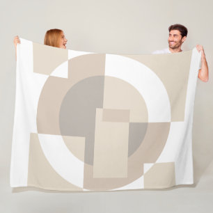 Zachte Geometrische Blokken – Moderne Neutrale Ove Fleece Deken