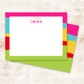 Zachte geometrische kleurrijke meisjesachtige schr notitiekaartje