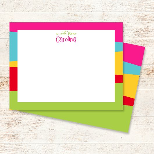 Zachte geometrische kleurrijke meisjesachtige schr notitiekaartje