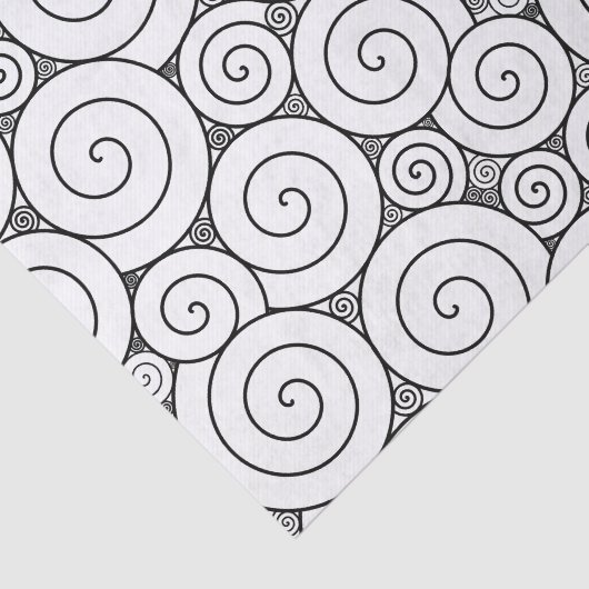 Zachte Geometrische zwarte en witte spiraaltjes Tissuepapier (Detail)