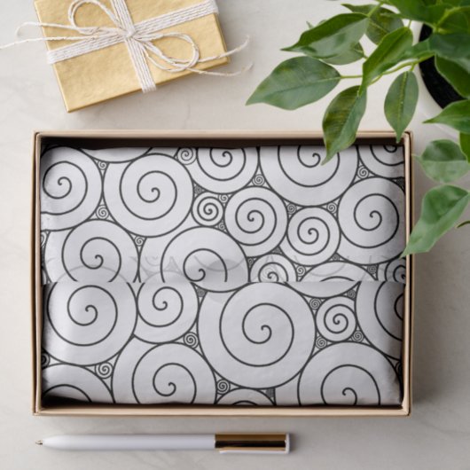 Zachte Geometrische zwarte en witte spiraaltjes Tissuepapier (Geschenk)