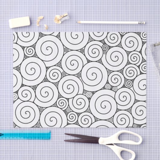 Zachte Geometrische zwarte en witte spiraaltjes Tissuepapier (Craft)