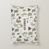 Zachte gepersonaliseerde dinosaurus olijfgroene na accent kussen (Voorkant(Verticaal))