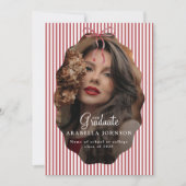 Zachte gestreepte rode strik foto afstudeerders aankondiging (Voorkant)