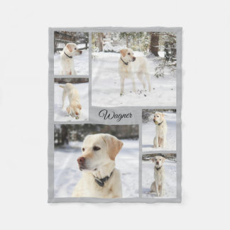 Zachte gezellige foto collage van huisdier grijs fleece deken