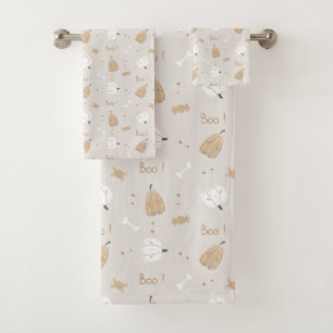 Zachte Gezellige Halloween Patroon Badhanddoek Set Bad Handdoek