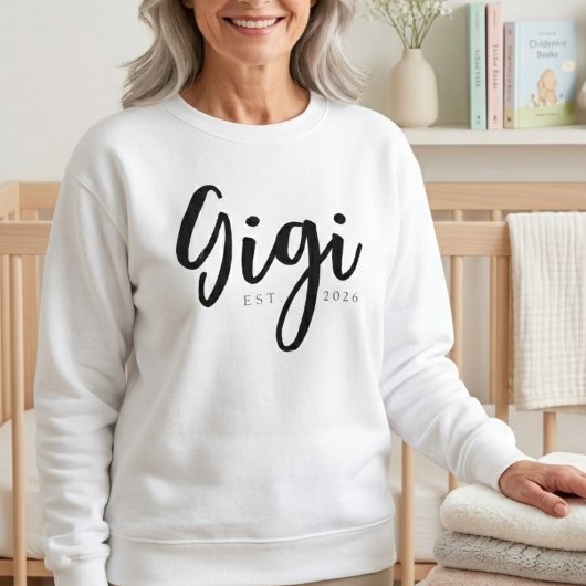 Zachte Gigi EST Jaar Cozy Script Ontwerp Trui
