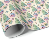 Zachte Glanzende Kerstpatroon Cadeaupapier (Rol Hoek)