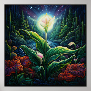 Zachte glanzende verjaardagsbloemenboeket vredesle poster