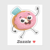 Zachte glimlachende donut vinyl sticker | Grappig  (Vel)