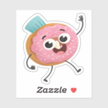 Zachte glimlachende donut vinyl sticker | Grappig 