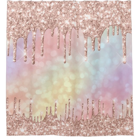 Zachte glitter druppelt roze roze roodbruin hologr douchegordijn (Voorkant)