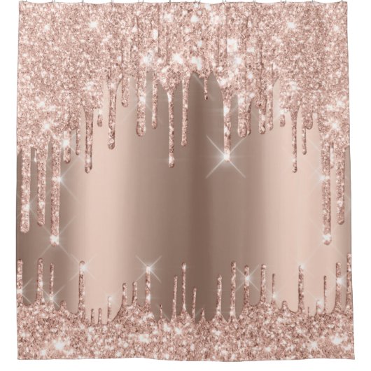 Zachte glitter druppelt roze roze roze goudmeestri douchegordijn (Voorkant)