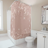 Zachte glitter druppelt roze roze roze poeder douchegordijn (In situ)