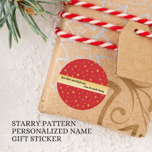 Zachte Gloed Gouden Sterren & Bloemblaadjes Patroo Ronde Sticker