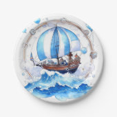 Zachte golven: nautische jongen Baby shower Papieren Bordje (Voorkant)