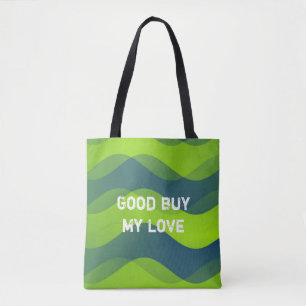 Zachte golven patroon - groen blauw + uw ideeën tote bag