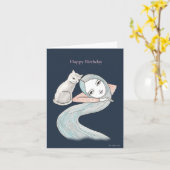 Zachte Gothic Witchy Birthday Long Hair Girl en ee Kaart (Gele Bloem)