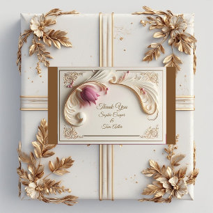Zachte Gouden Barokke Grootheid met Tulp Bloemige  Rechthoekige Sticker
