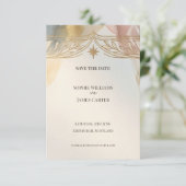 Zachte Gouden Bloemen Bewaar De Datum Save The Date (Staand voorkant)